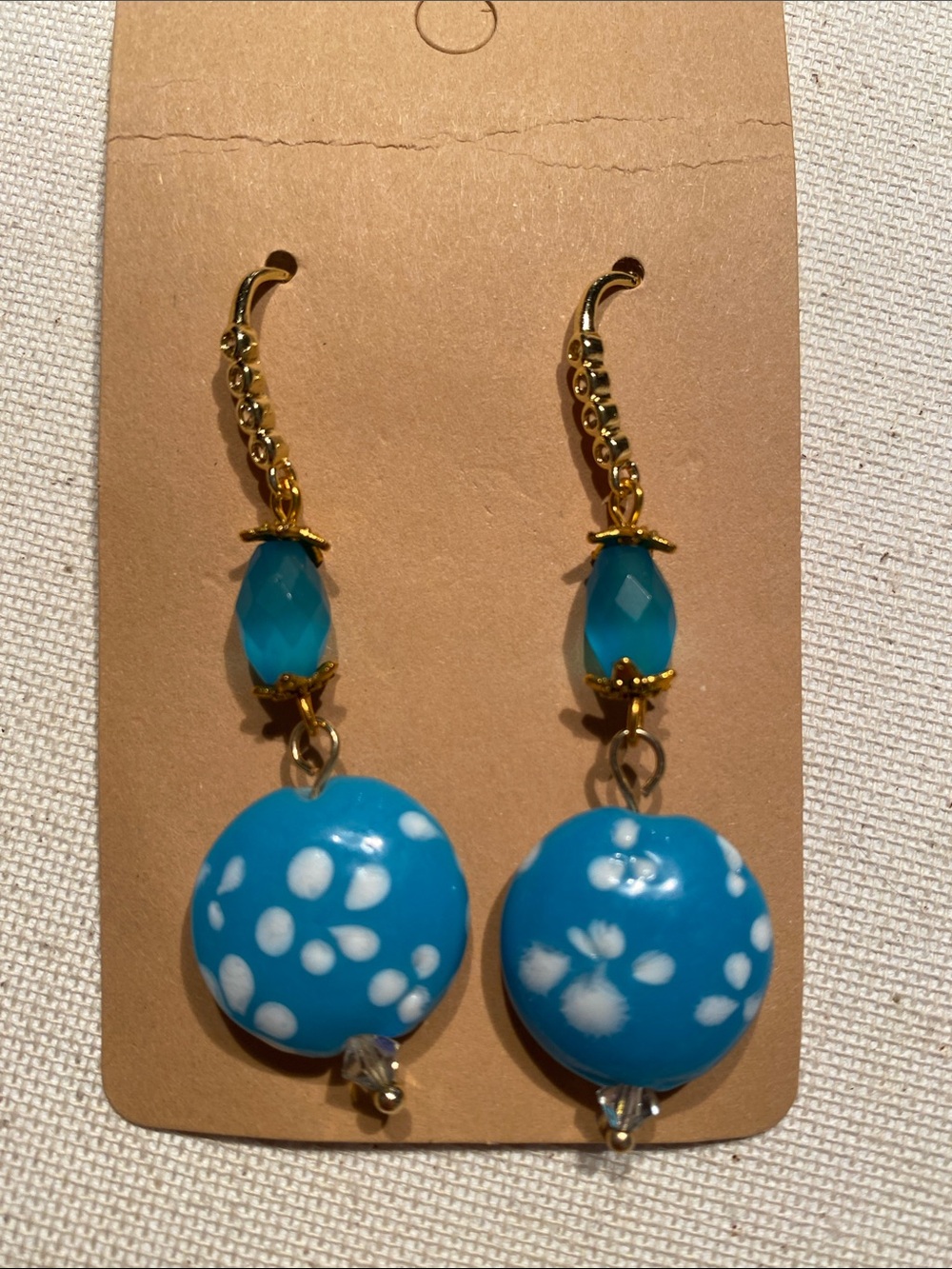 Blue and White Floral Drop Earrings